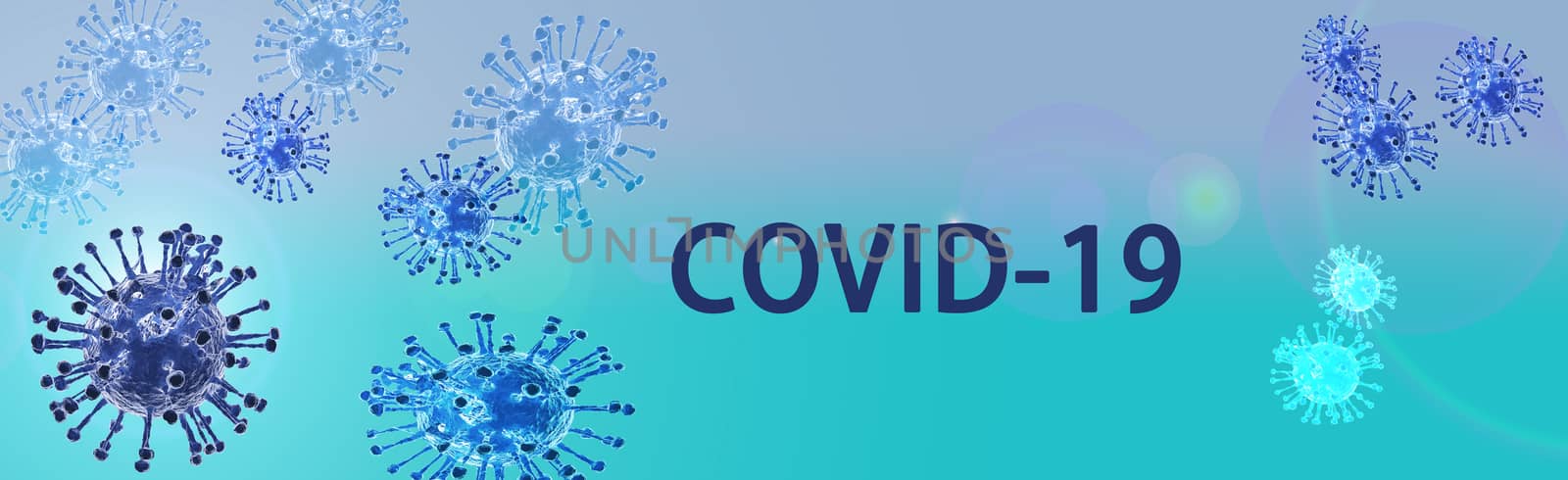 banner covid virus blue style