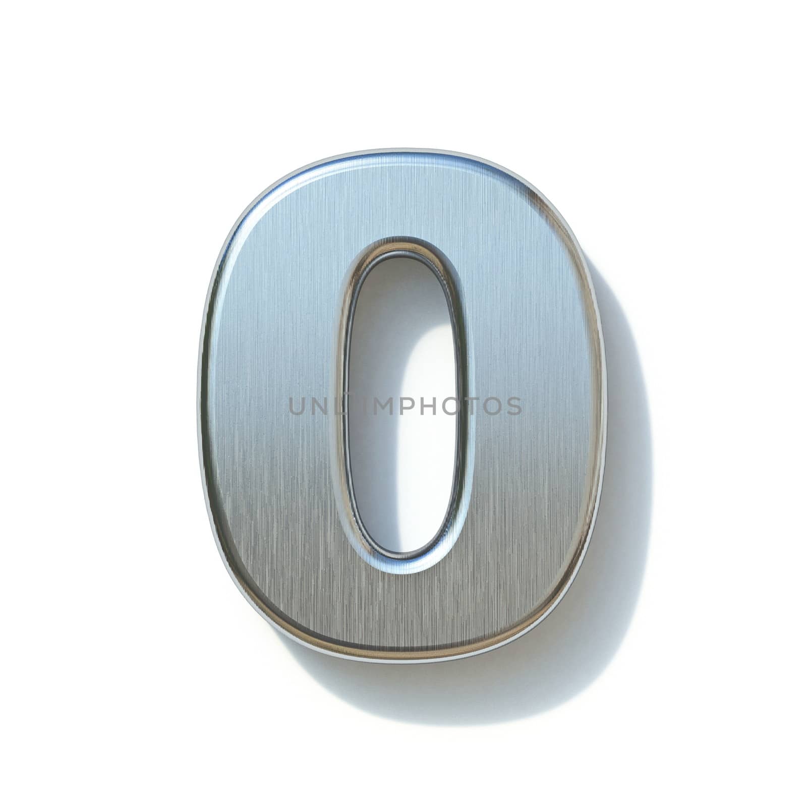 Brushed metal font Number 0 ZERO 3D by djmilic