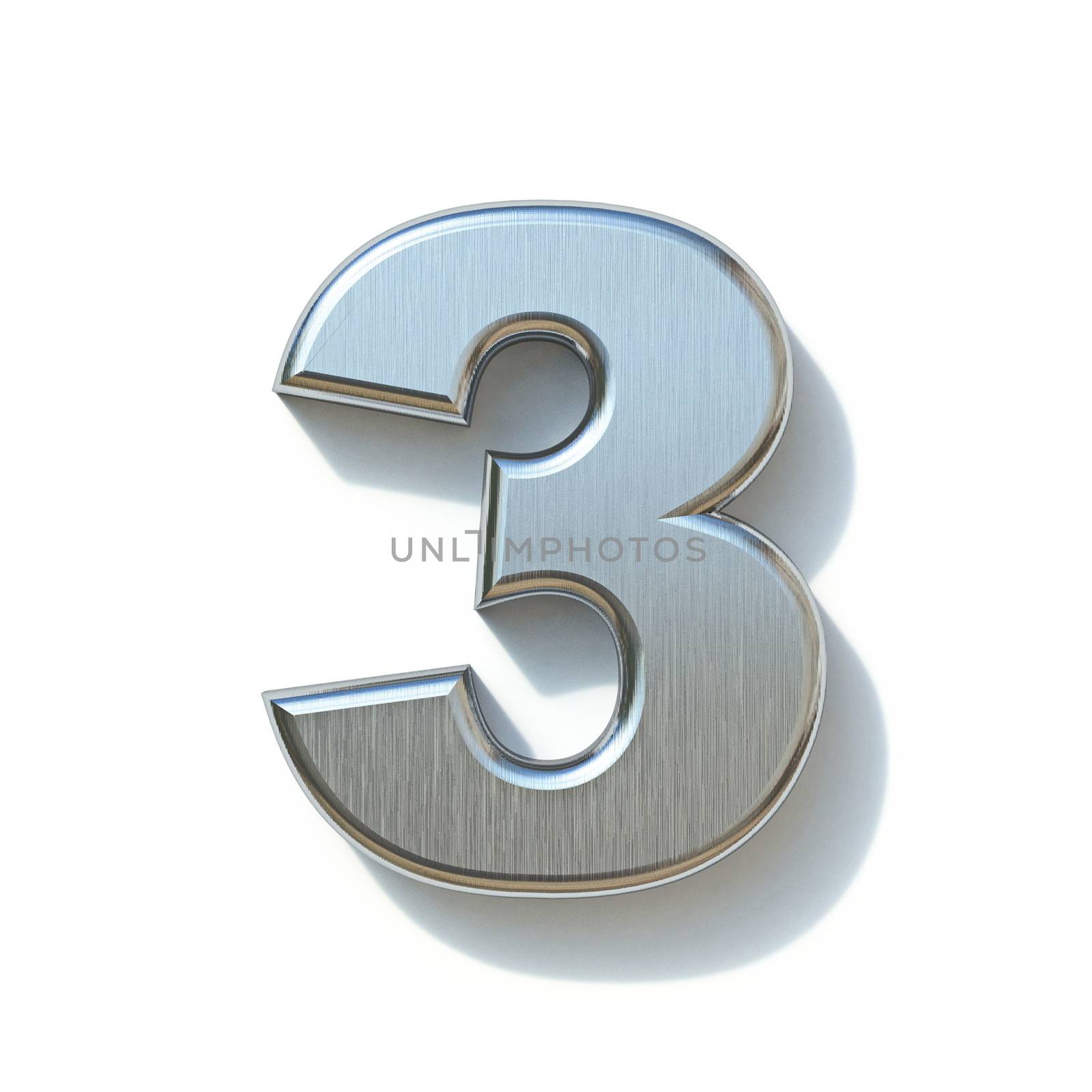 Brushed metal font Number 3 THREE 3D by djmilic