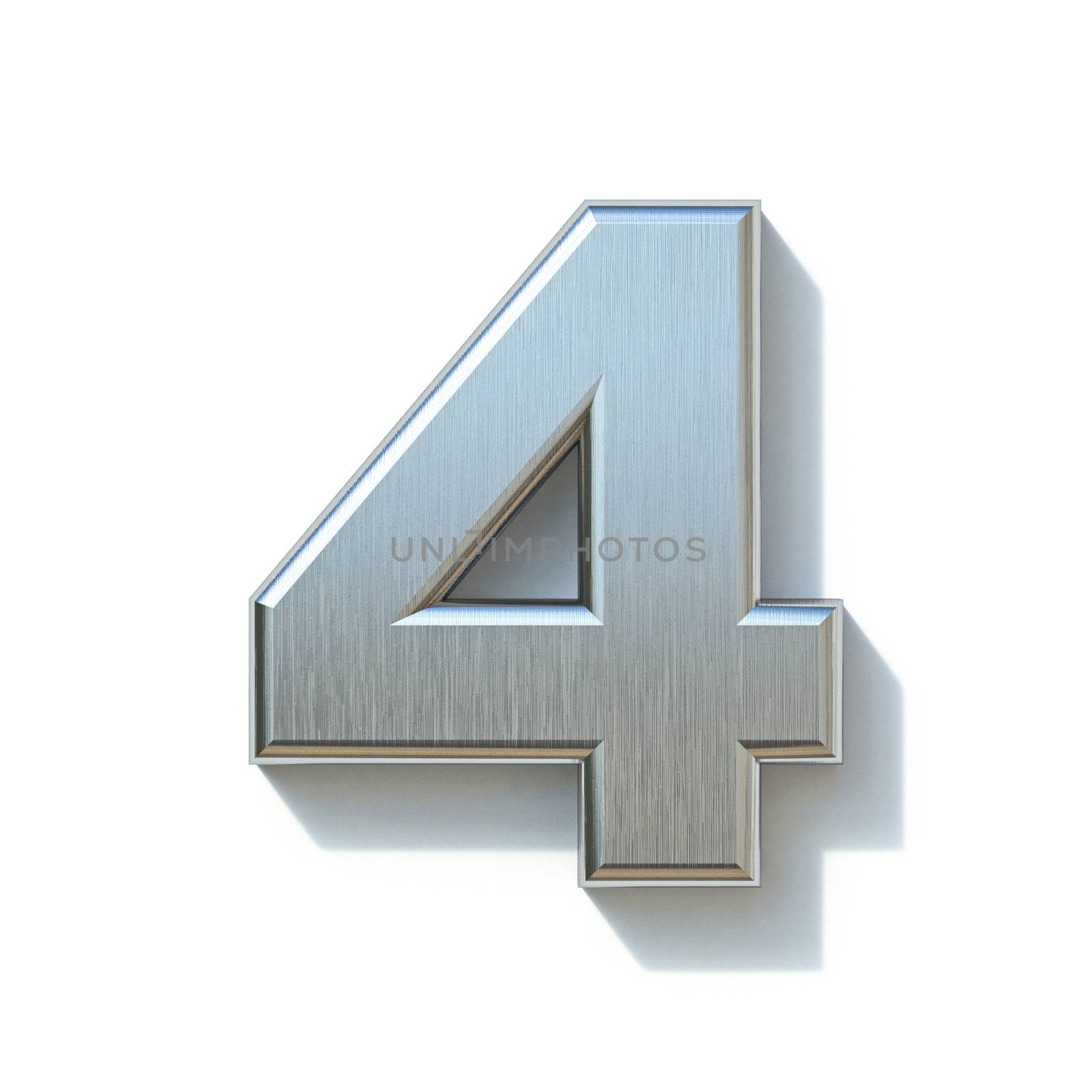 Brushed metal font Number 4 FOUR 3D by djmilic