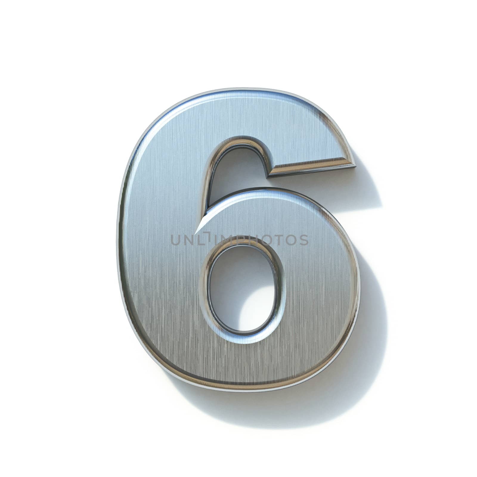 Brushed metal font Number 6 SIX 3D by djmilic