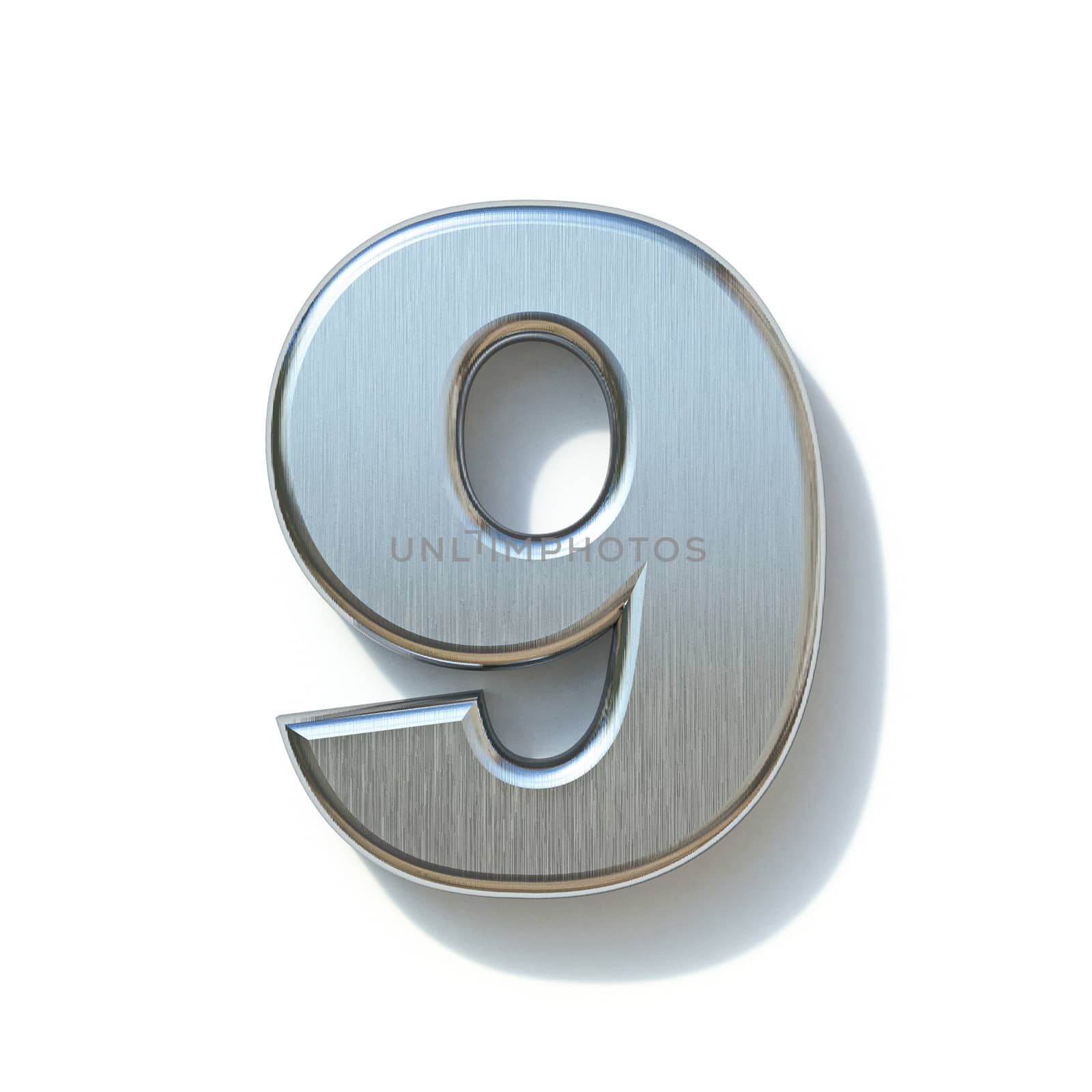 Brushed metal font Number 9 NINE 3D by djmilic