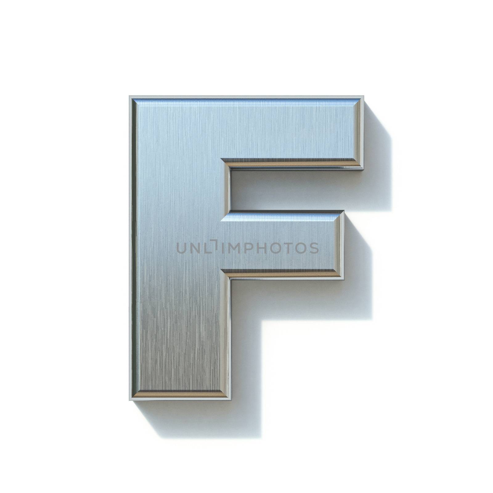 Brushed metal font Letter F 3D by djmilic