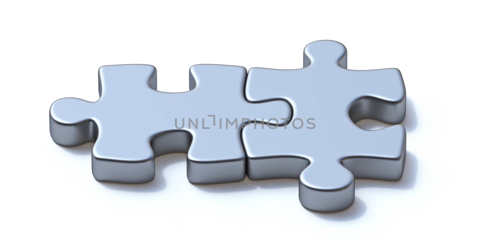 Two puzzle pieces 3D rendering illustration isolated on white background