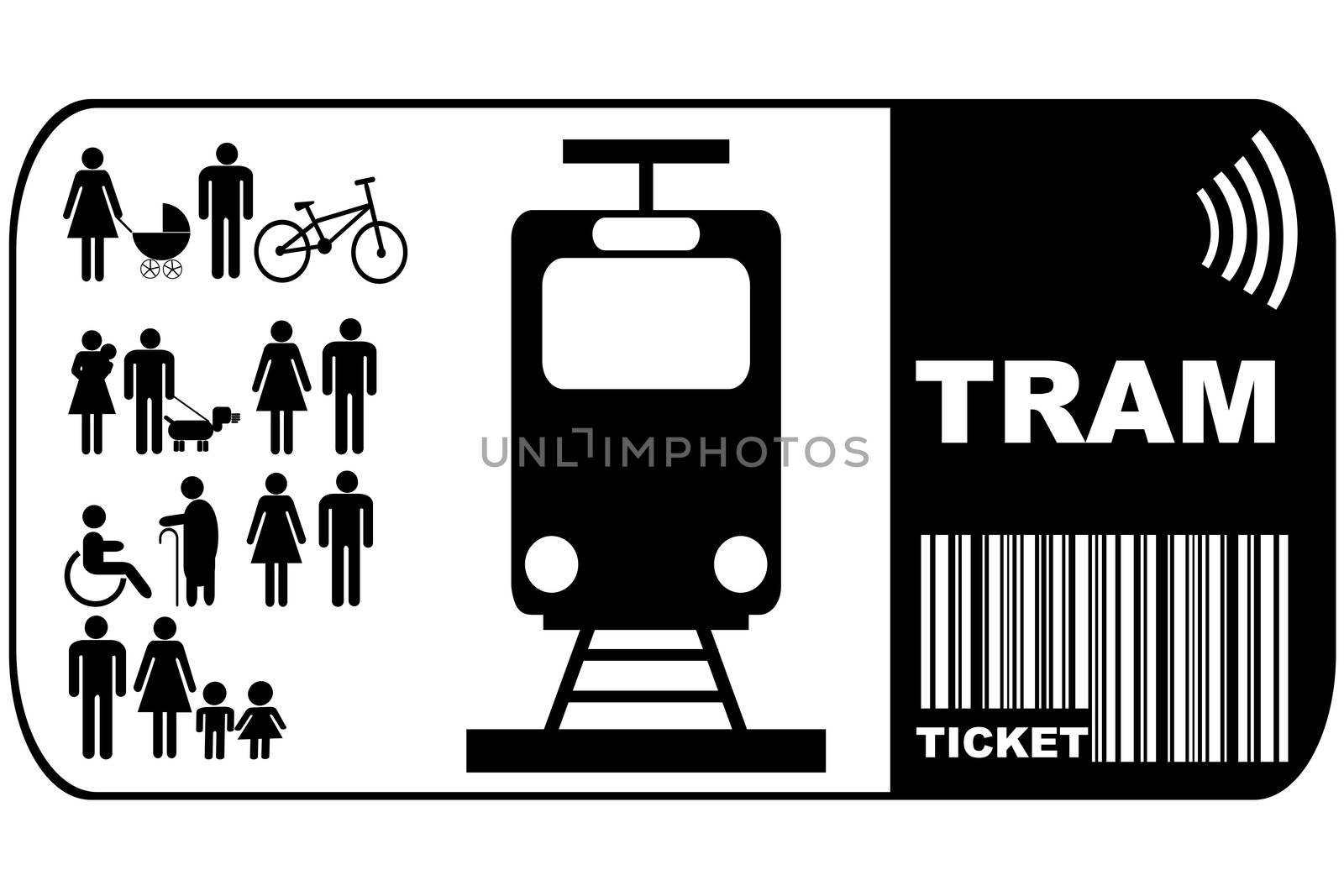 Tram ticket isolated on white background