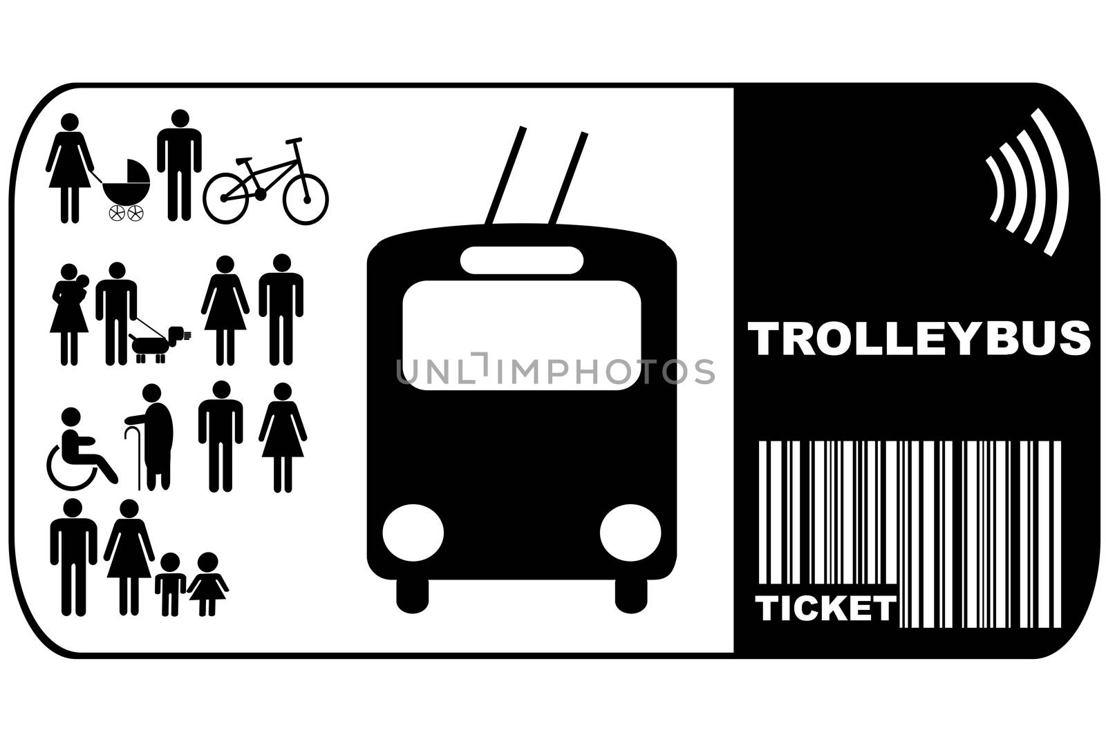 Trolleybus Bus ticket isolated on white background by hibrida13