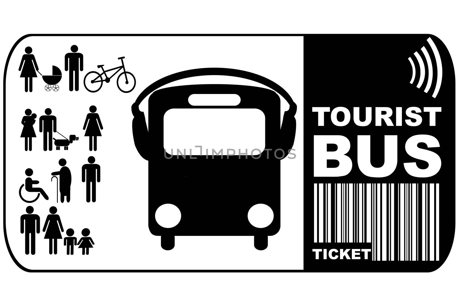 Tourist bus ticket isolated on white background