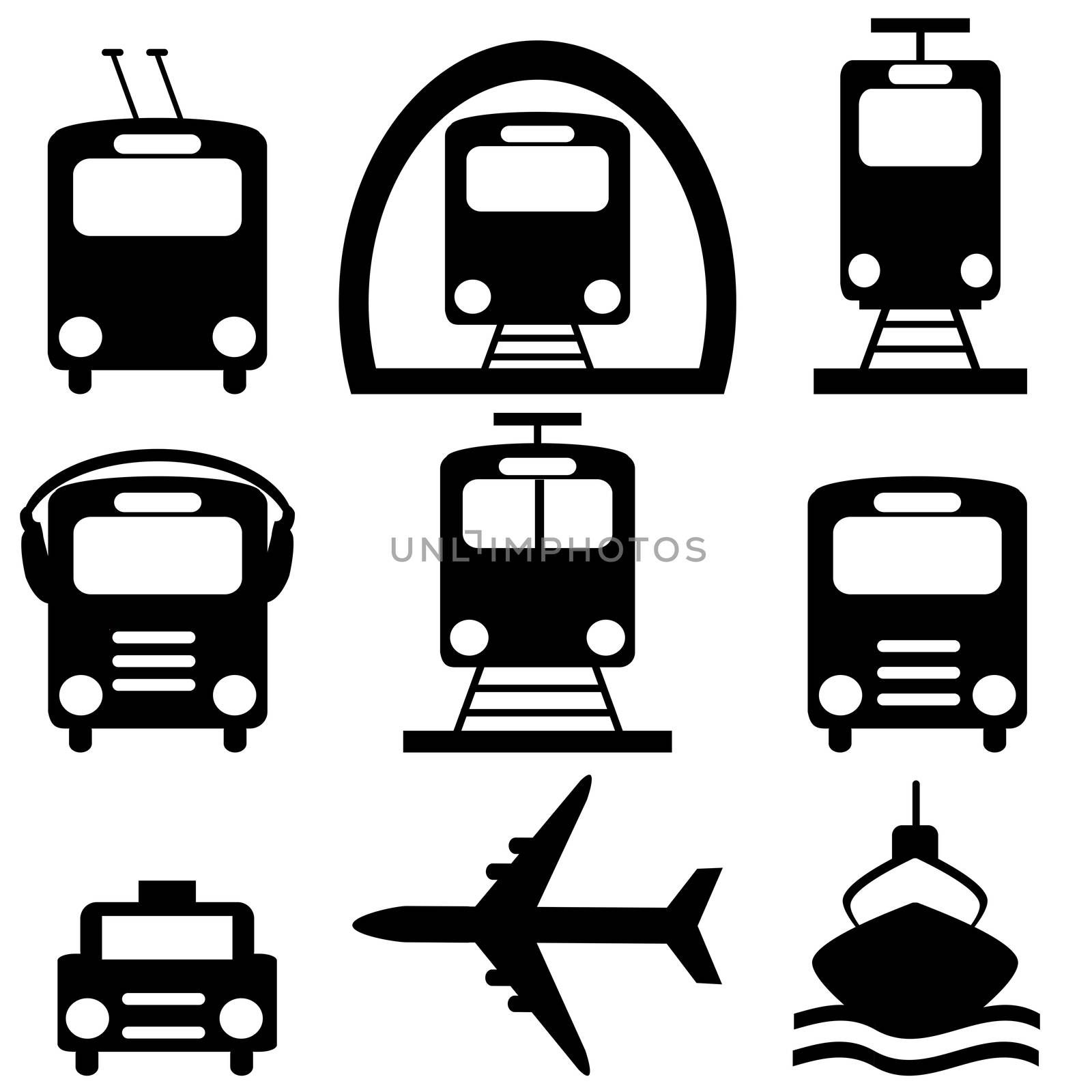 Collection of city transportation pictograms