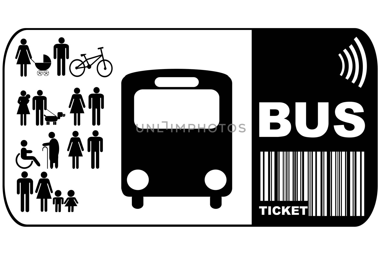Bus ticket isolated on white background
