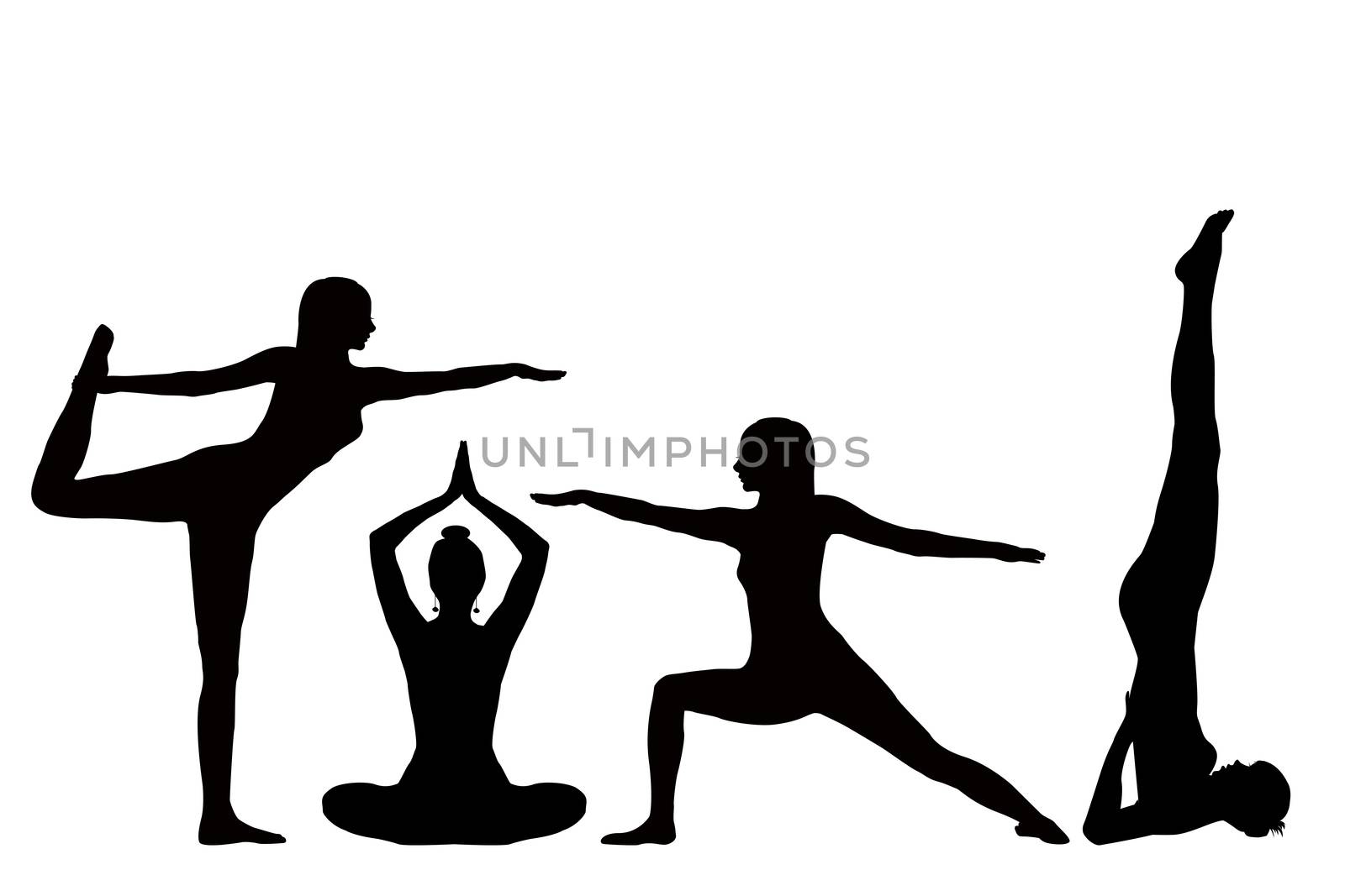 Silhouettes of a of a girl practicing yoga silhouettes by hibrida13