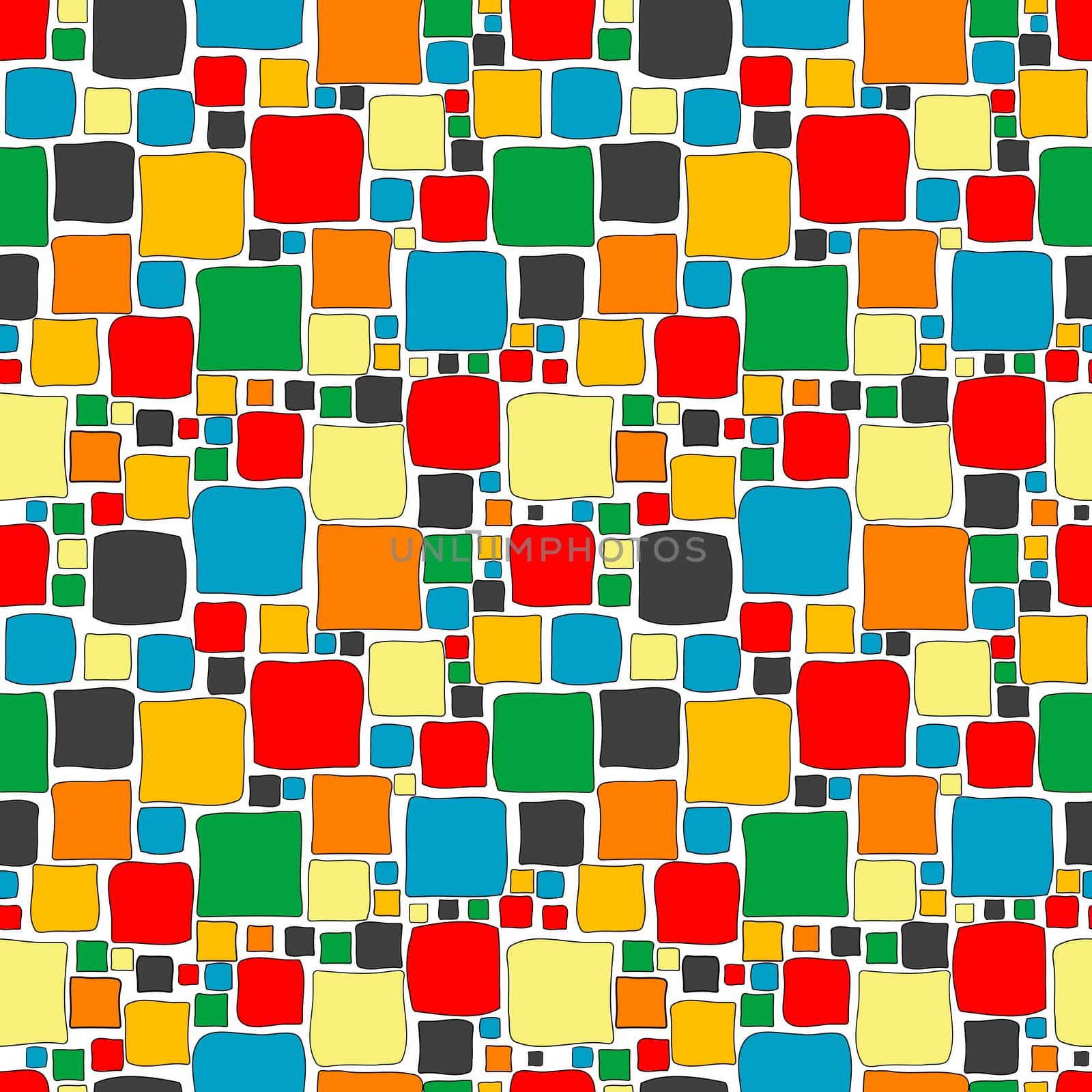 Colorful seamless with doodles squares
