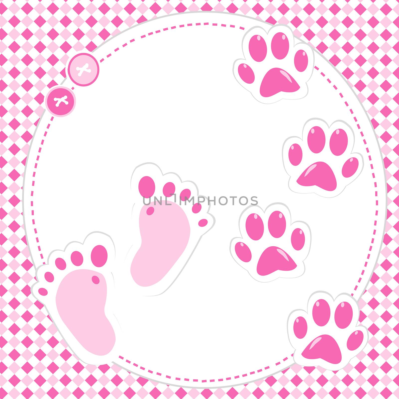 Cute babygirl footprint and paws