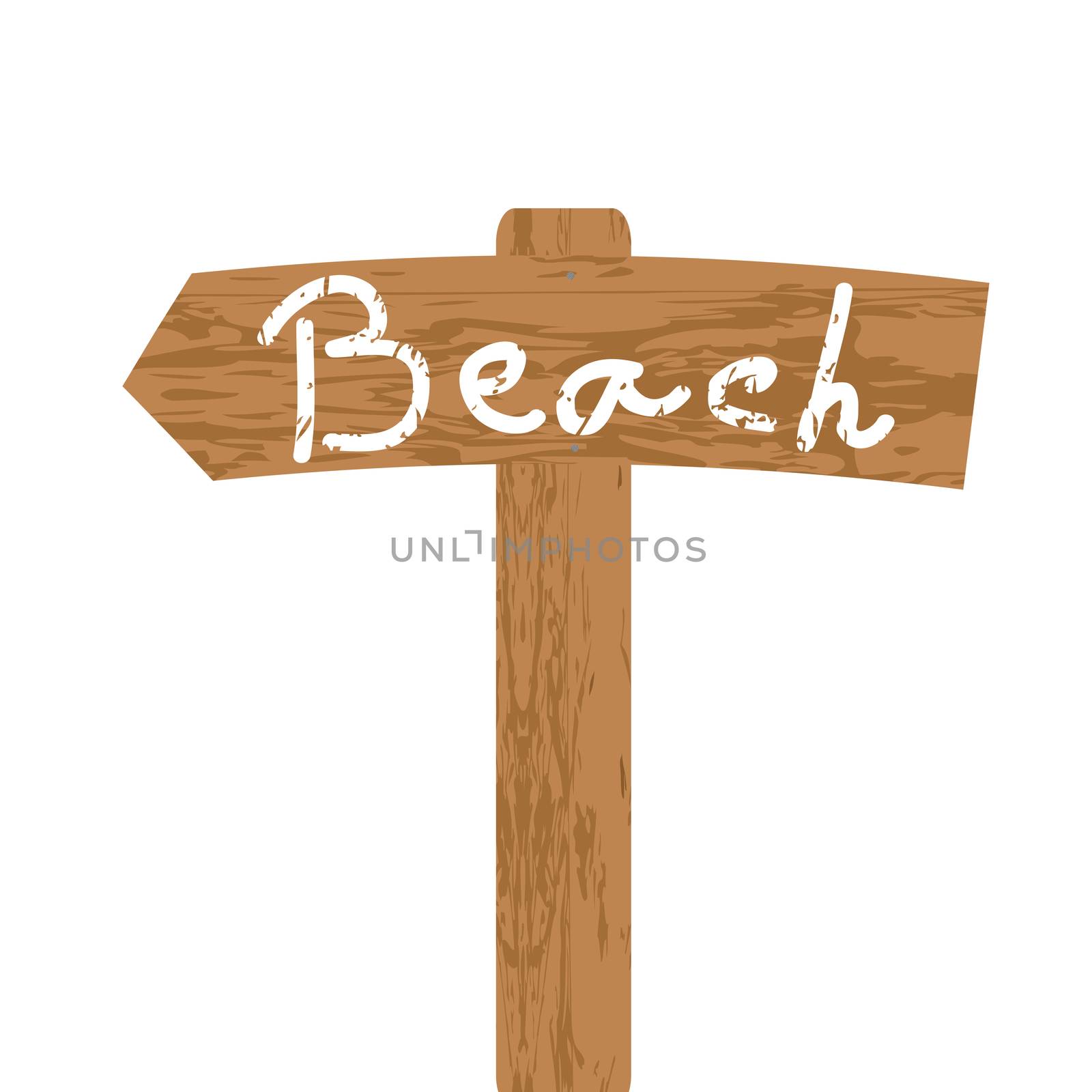 Wooden sign for Beach direction