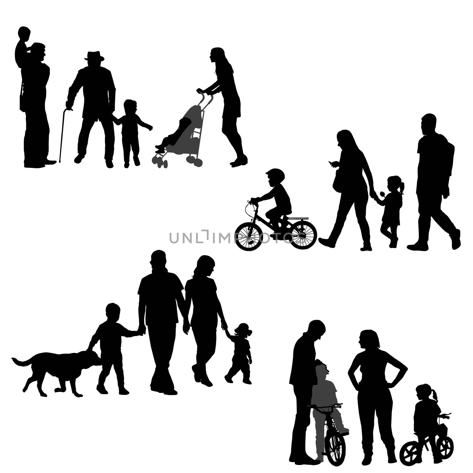 Families silhouettes set on white background by hibrida13