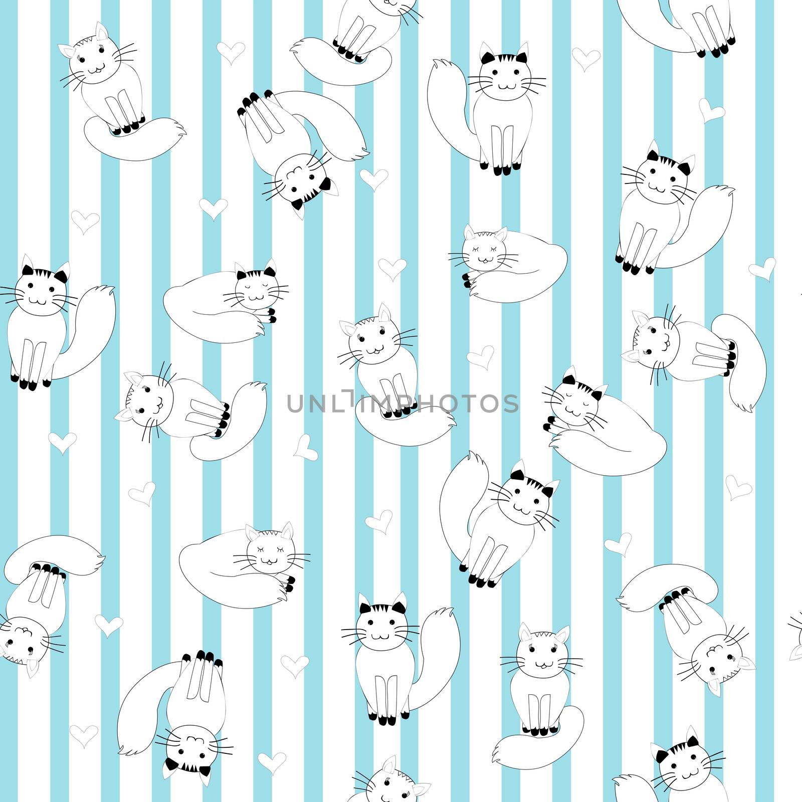 Cartoon cats on stripes background by hibrida13