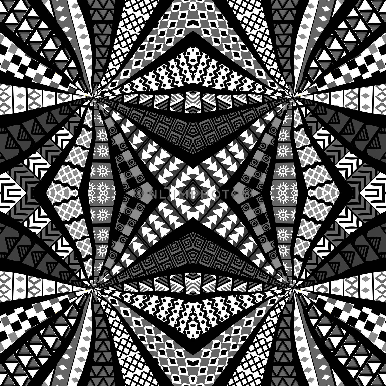 Ethnic motifs kaleidoscope pattern, patchwork style