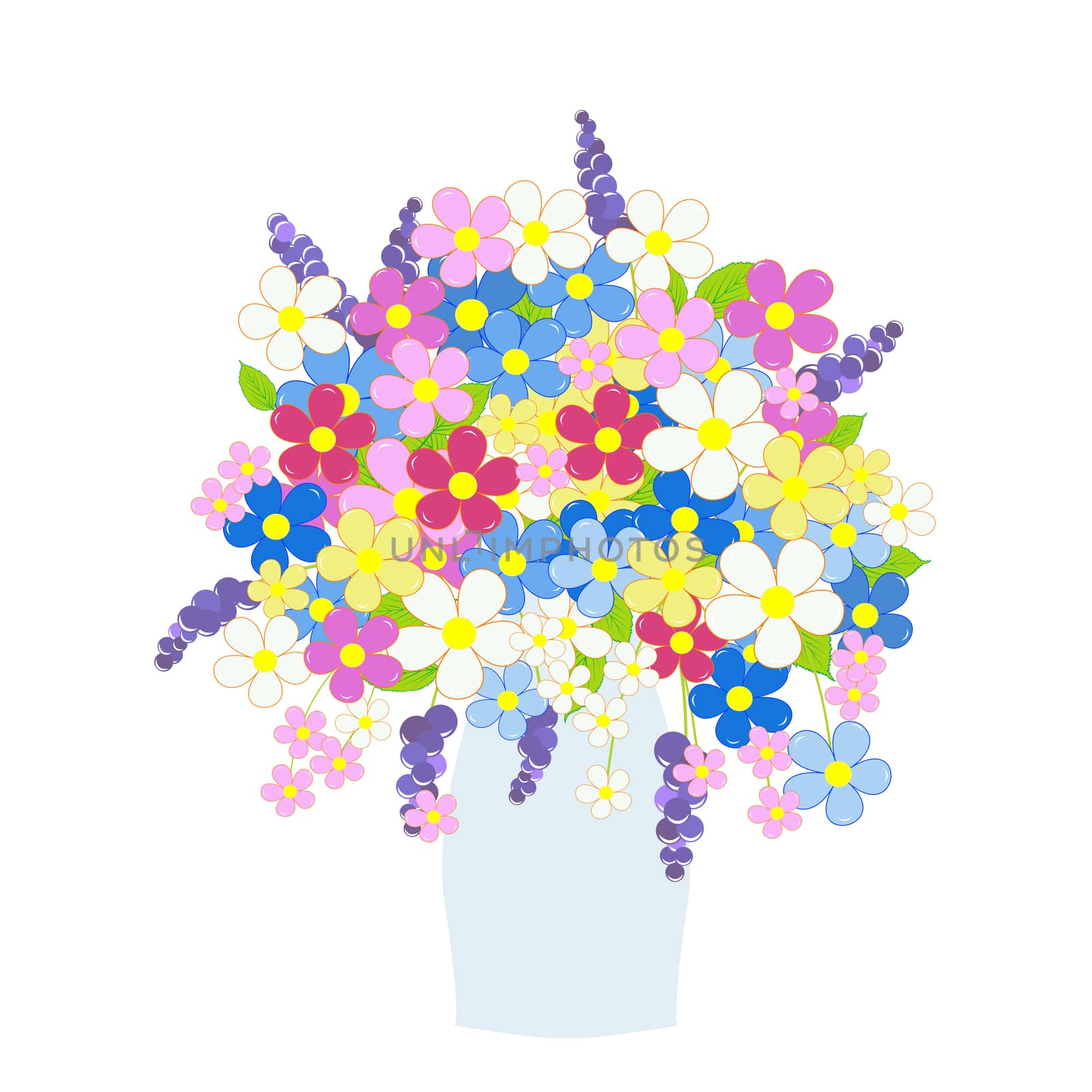 Vase of flowers in pastel colors