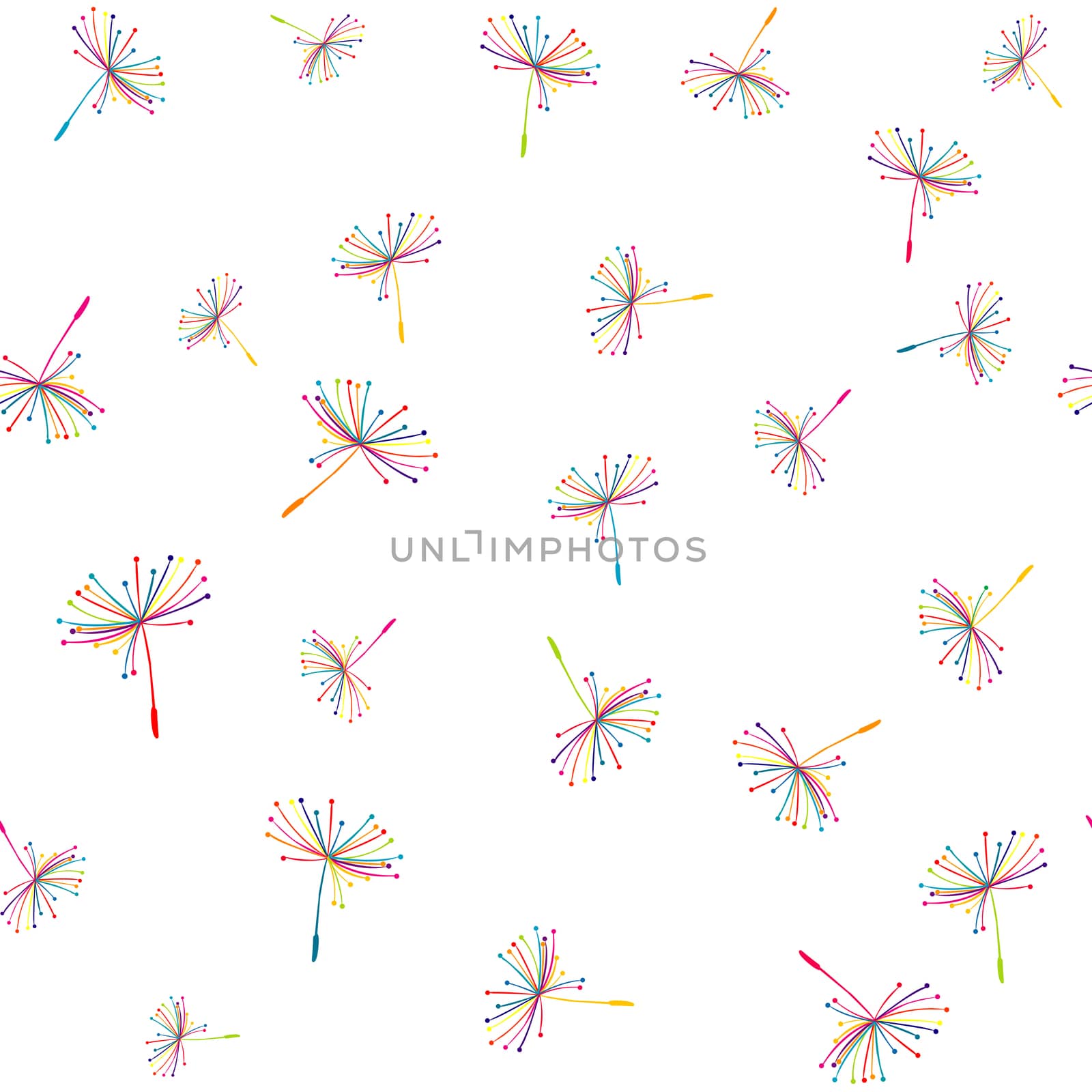 Seamless pattern with colorful flying dandelion seeds by hibrida13