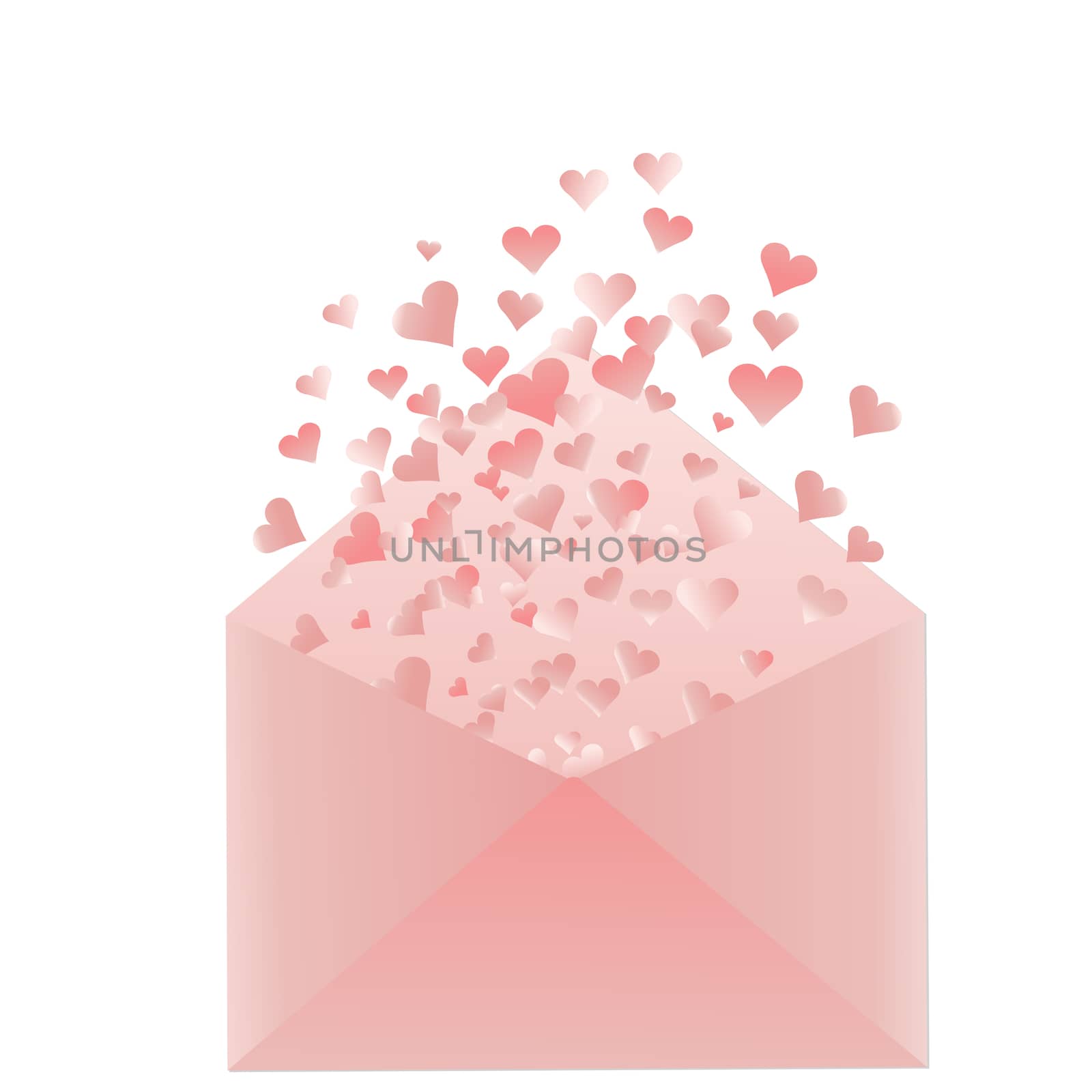 Pink envelope with pink hearts