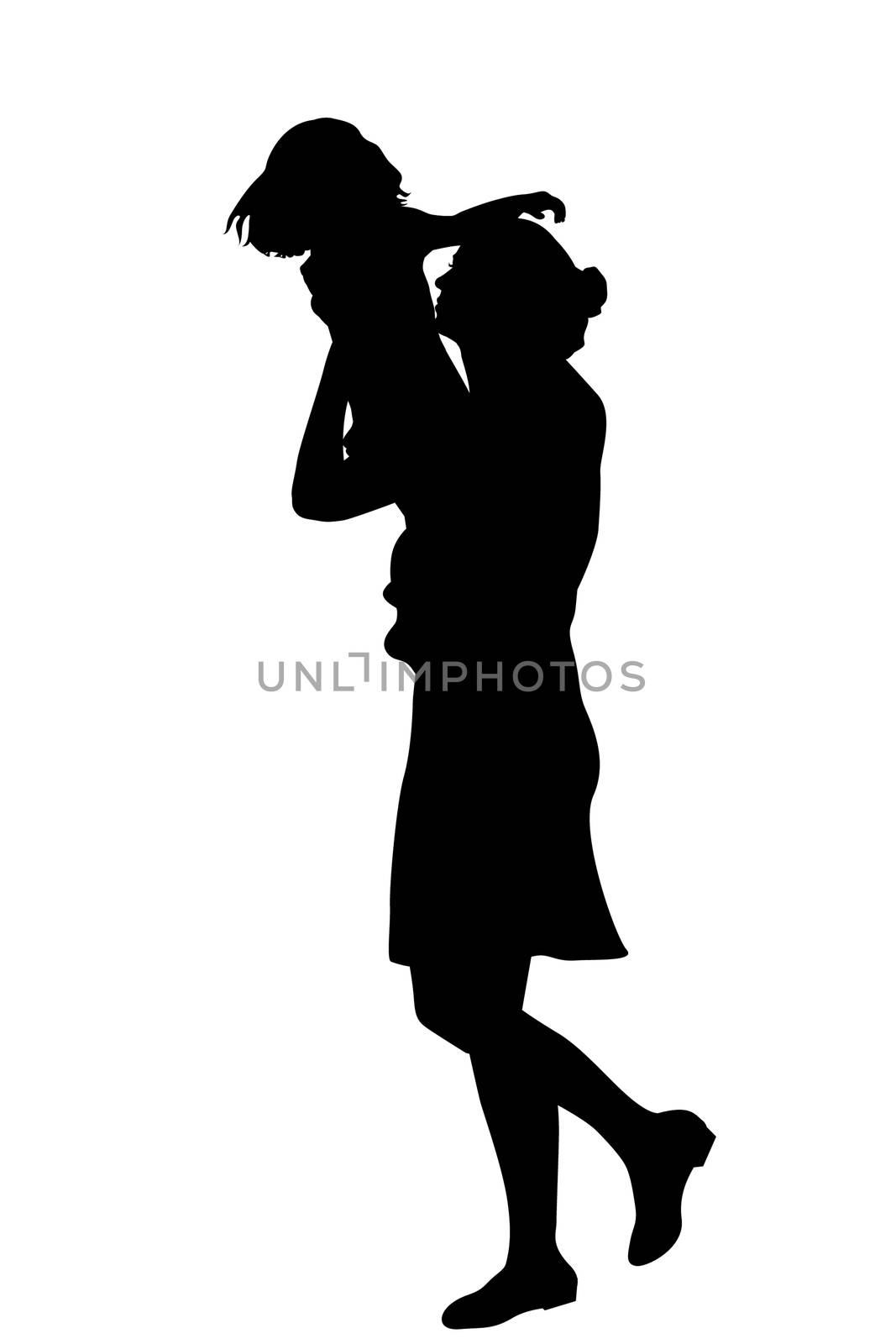 Silhouette of a mother holding a kid by hibrida13