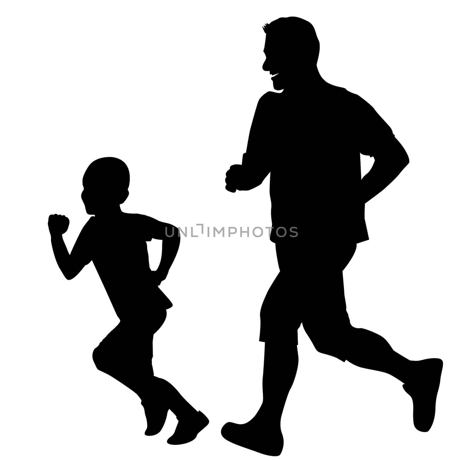 Father and son running together