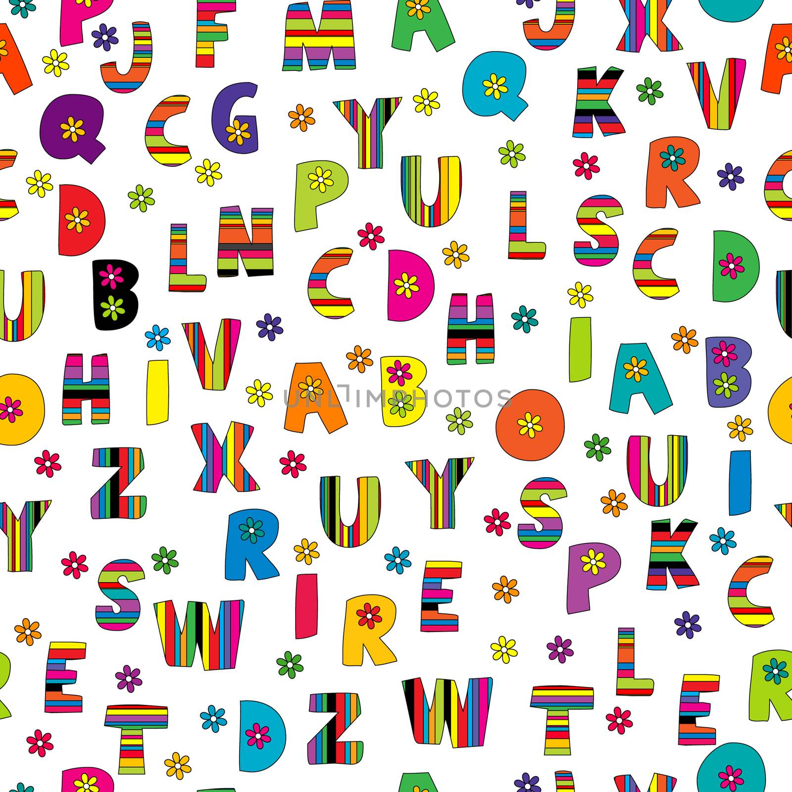 Cute colorful seamless with English alphabet by hibrida13