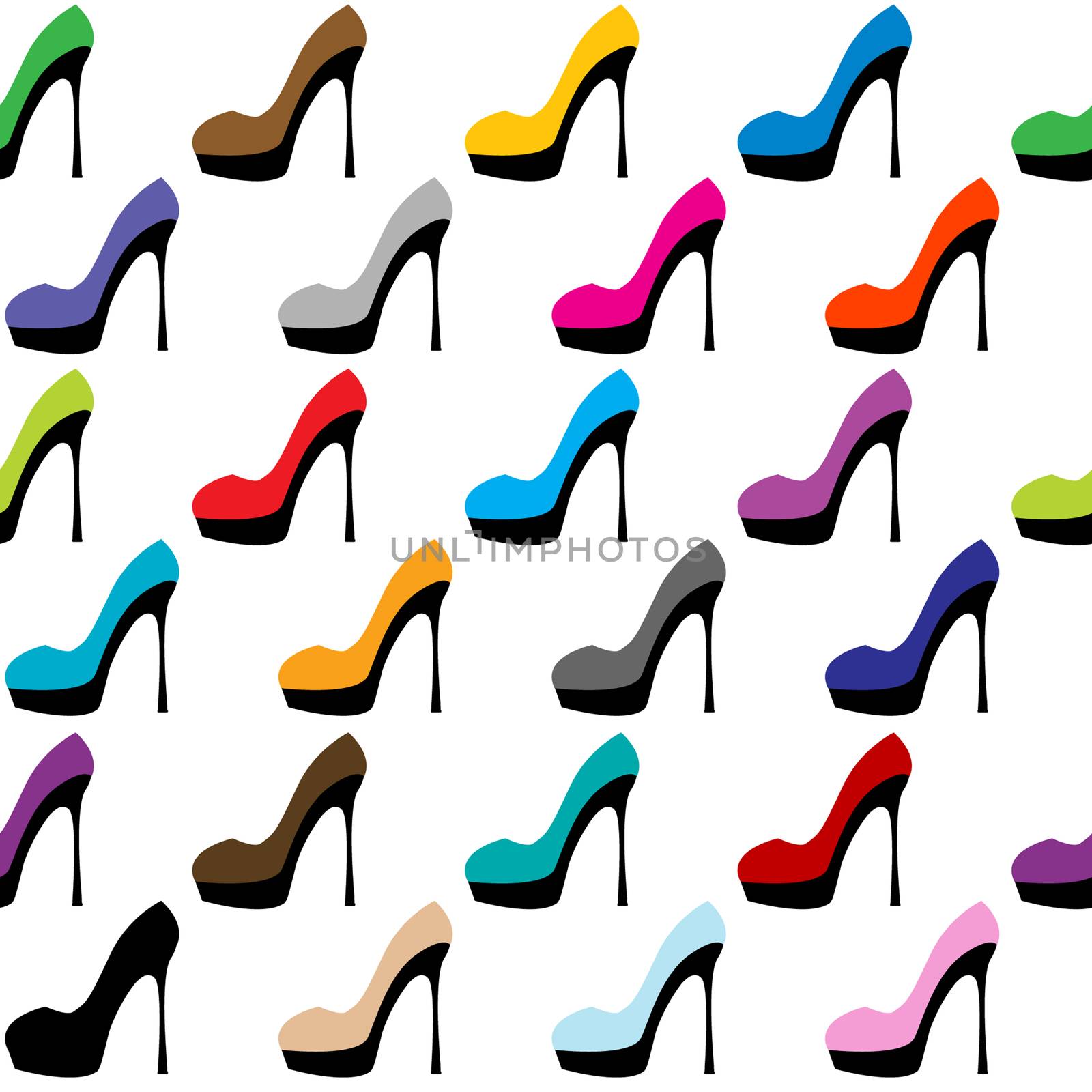 Colorful shoes with high heels seamless background by hibrida13