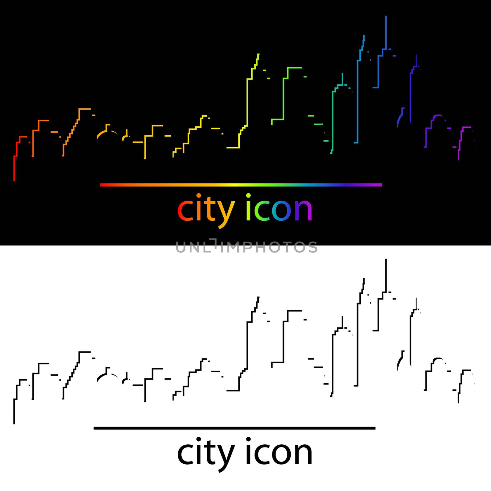 Set of modern city skyline icon