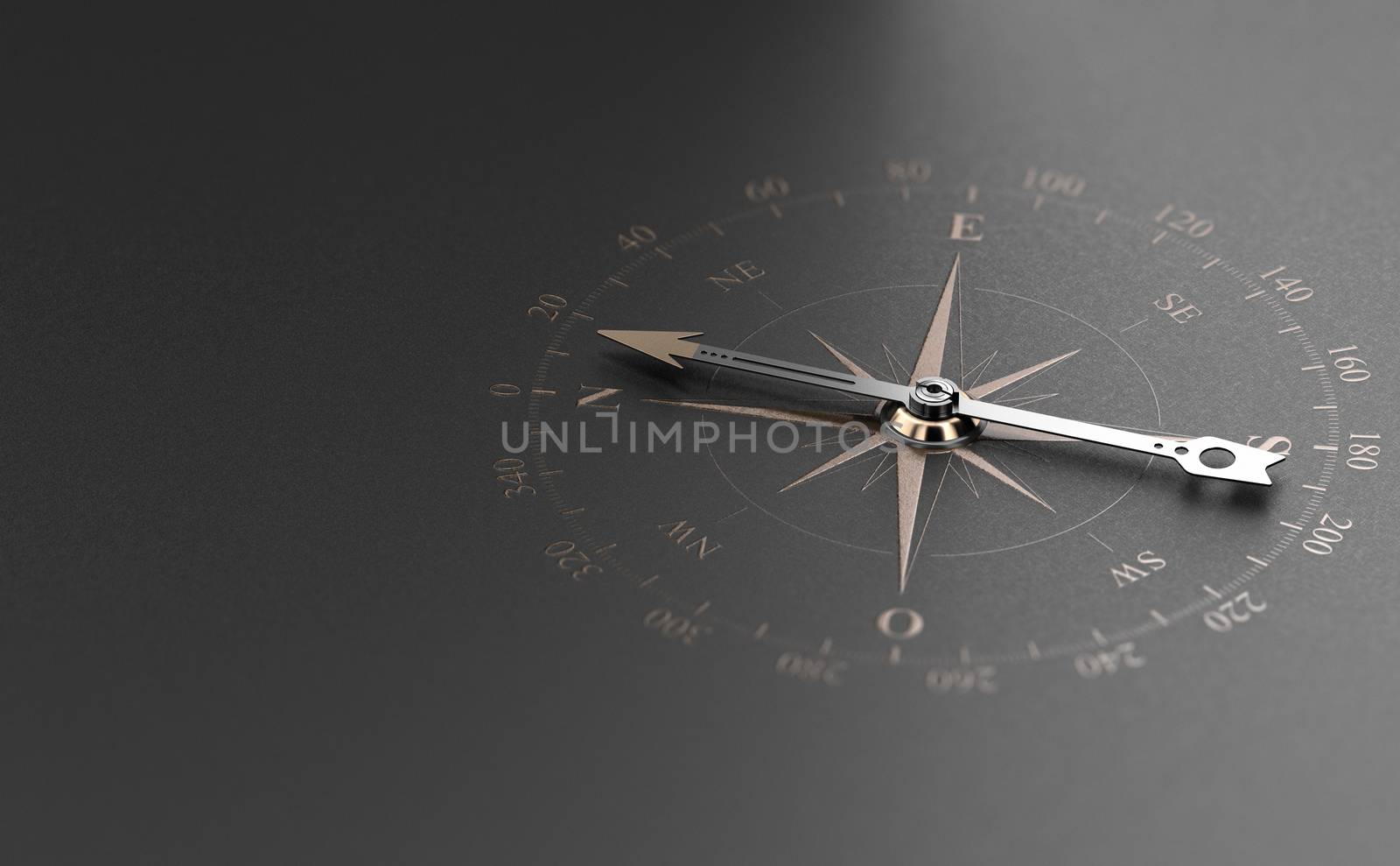 Business Guidance Or Orientation Concept. Compass over Black Bac by Olivier-Le-Moal