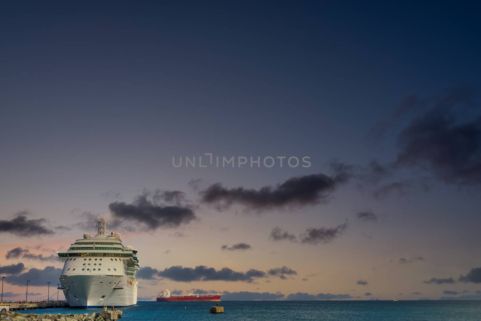 White Luxury Cruise Ship Docked at St Croix