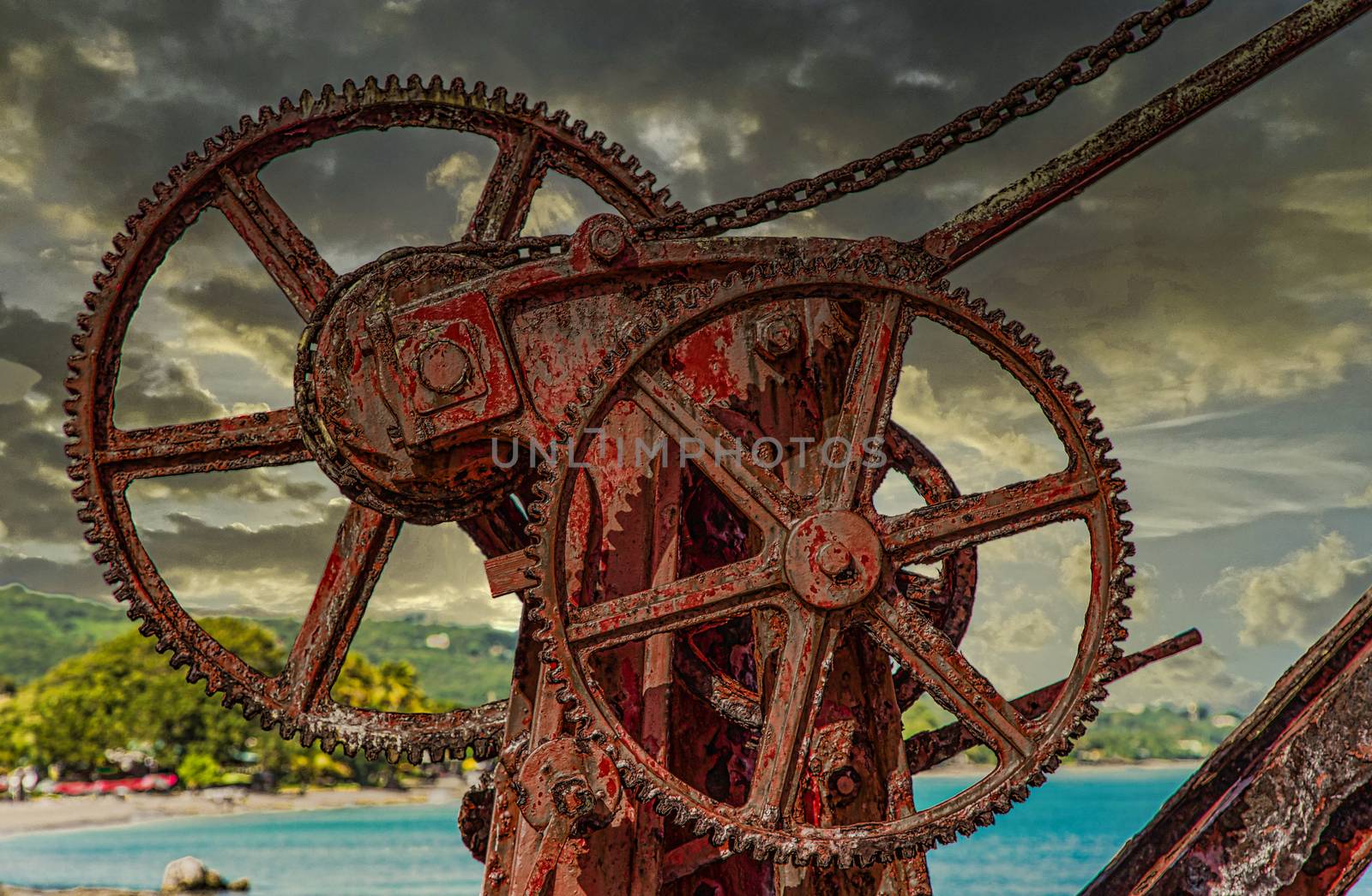 Rusty Gears on Old Red Crane by dbvirago