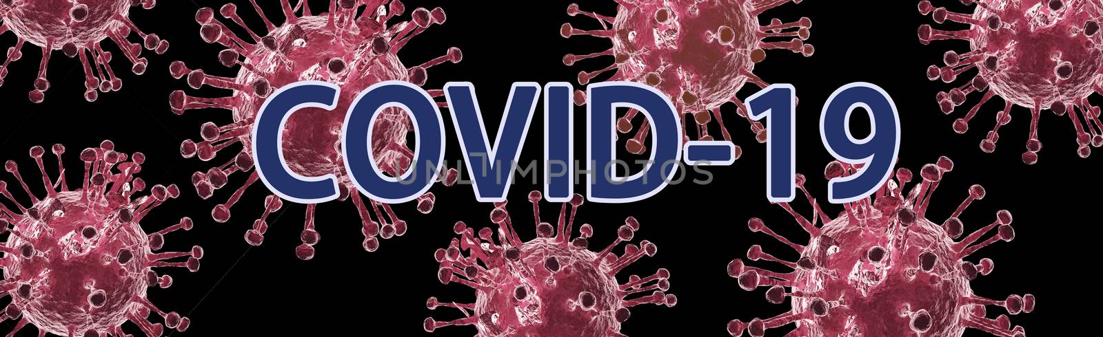banner virus design blue and red color