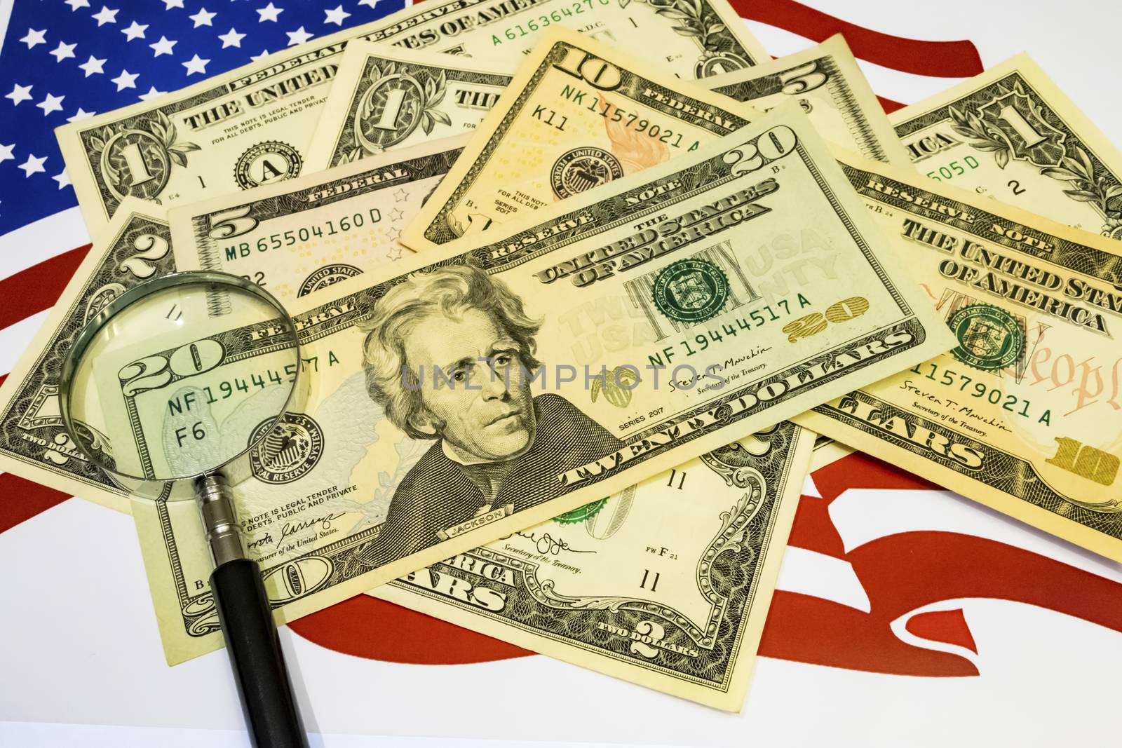 close up US dollar banknotes on background.