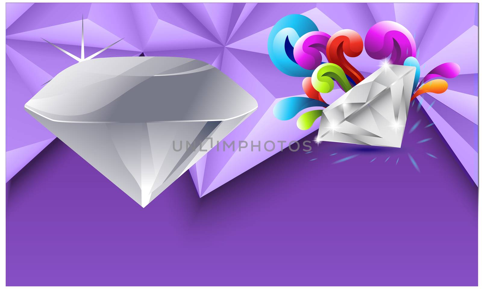 diamonds with shine on abstract art background