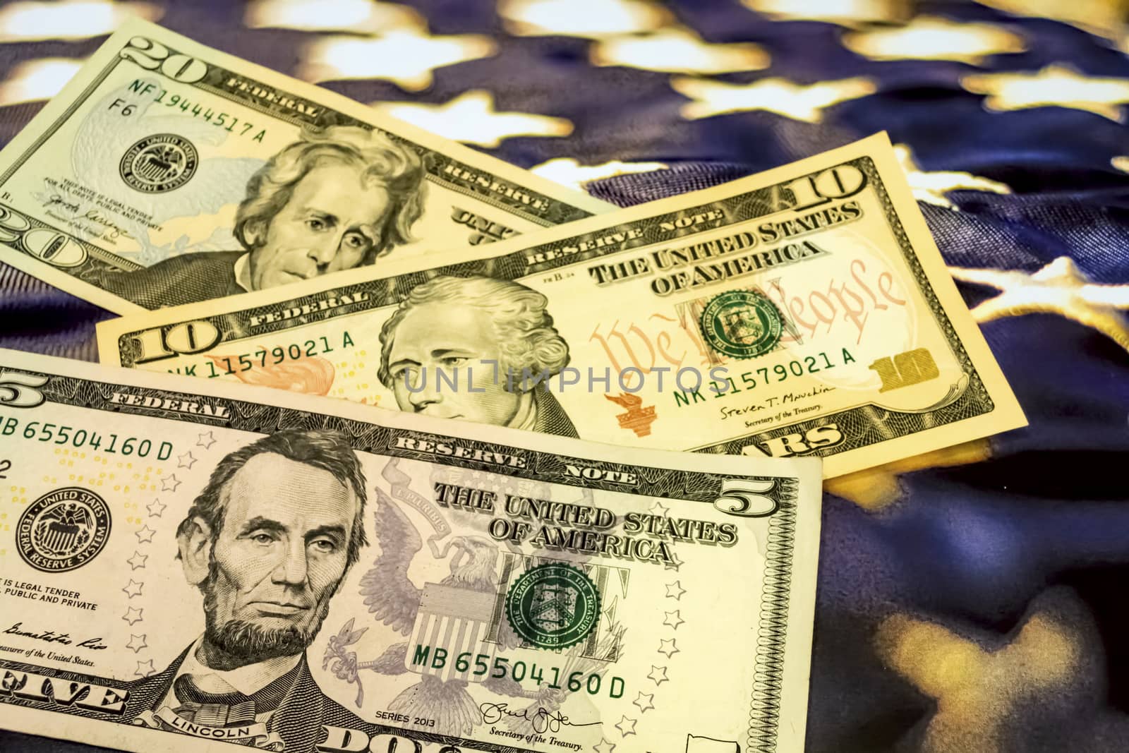 close up US dollar banknotes on background.