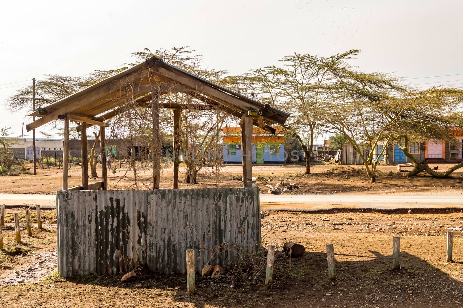 Small customs hut made of scrap metal and wood Kenya, Africa