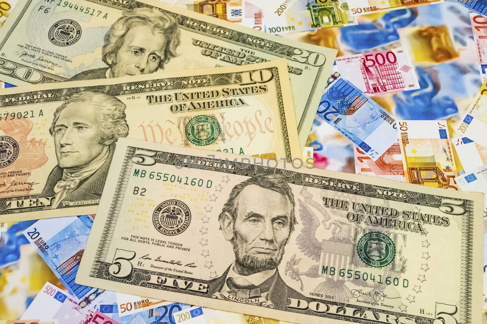 close up US dollar banknotes on background.
