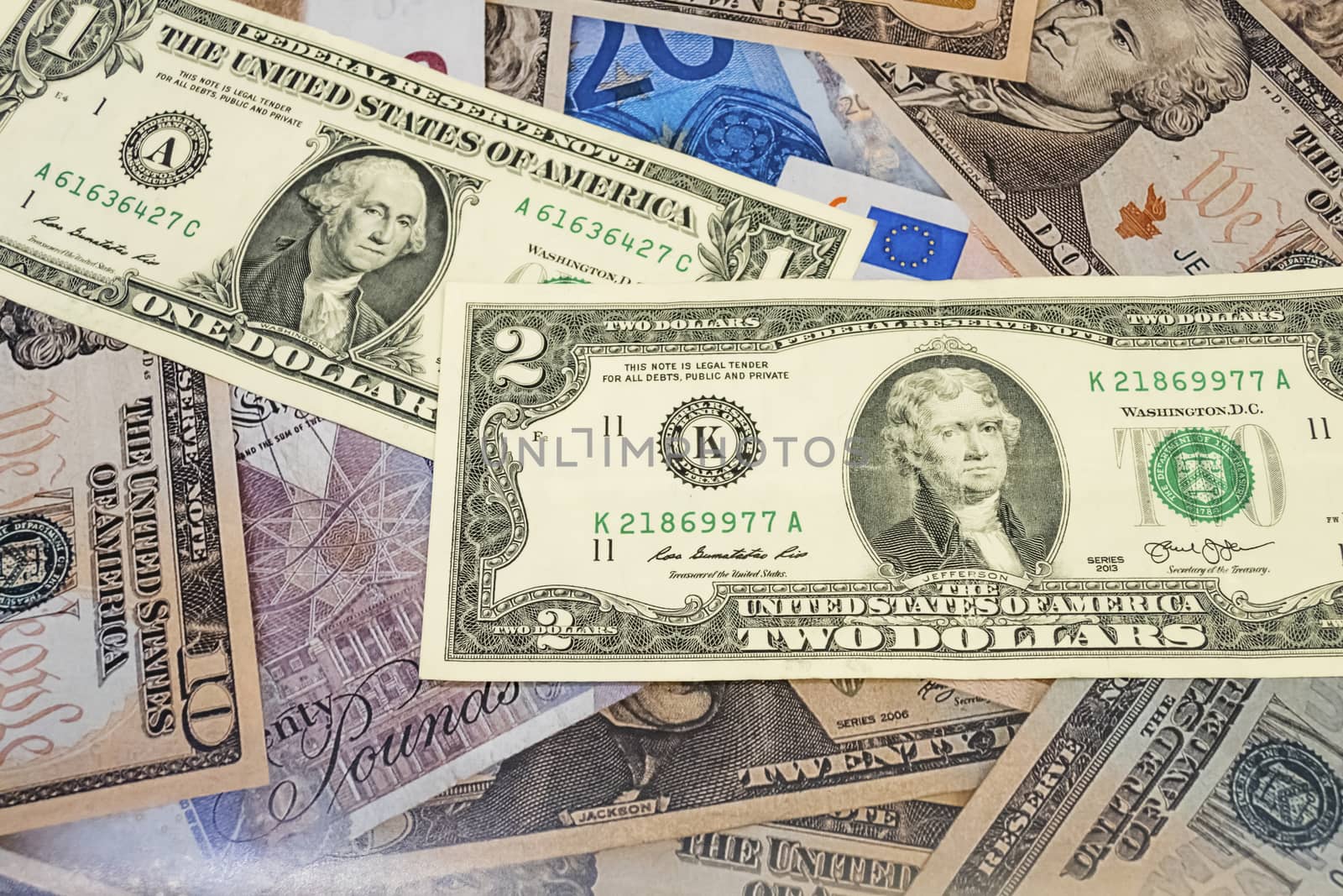 close up US dollar banknotes on background.