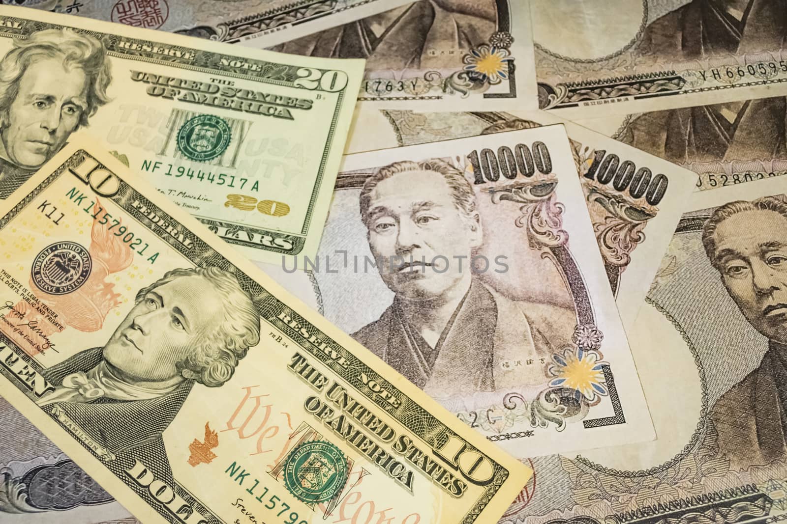 close up US dollar banknotes on background.