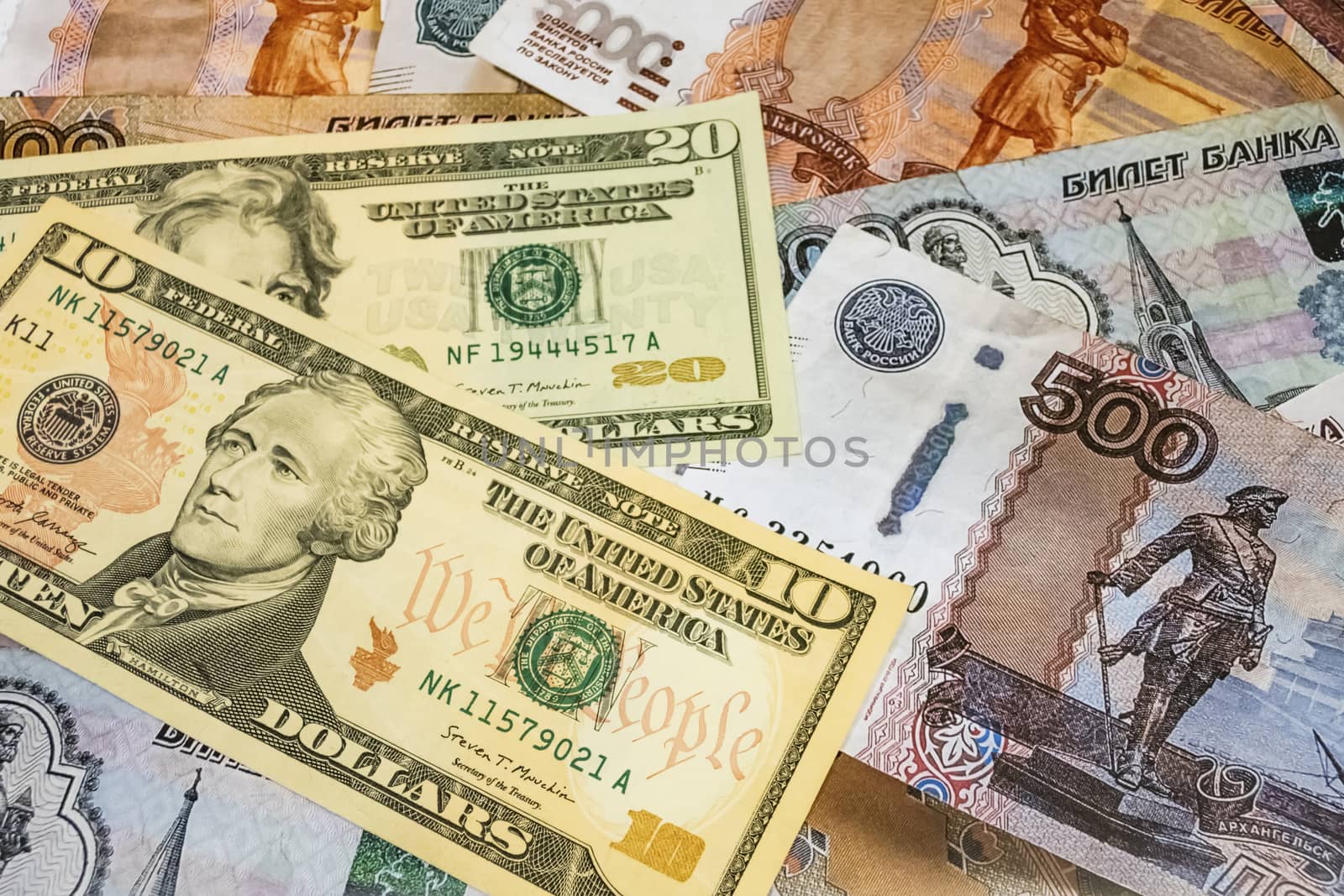 close up US dollar banknotes on background.