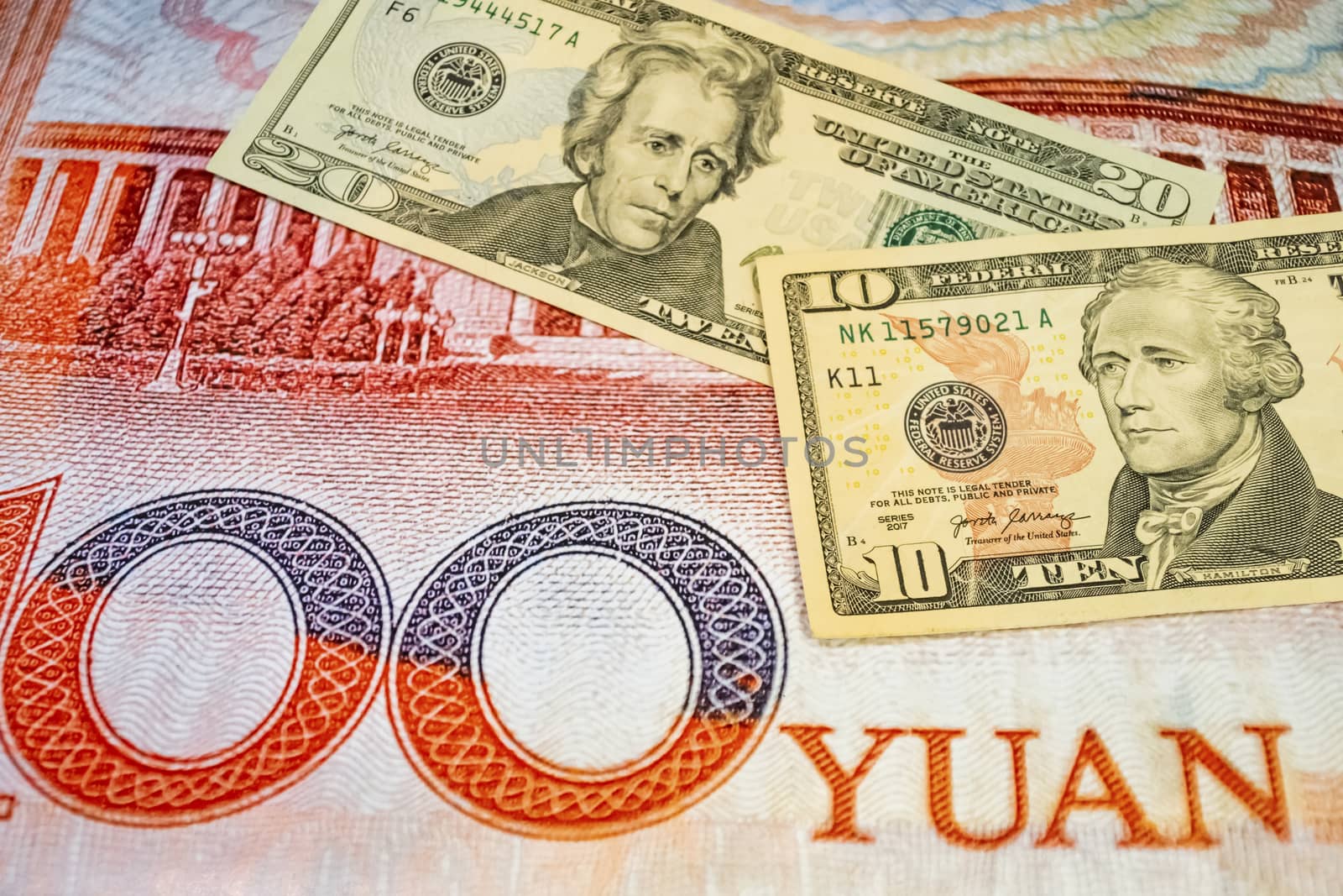 close up US dollar banknotes on background.