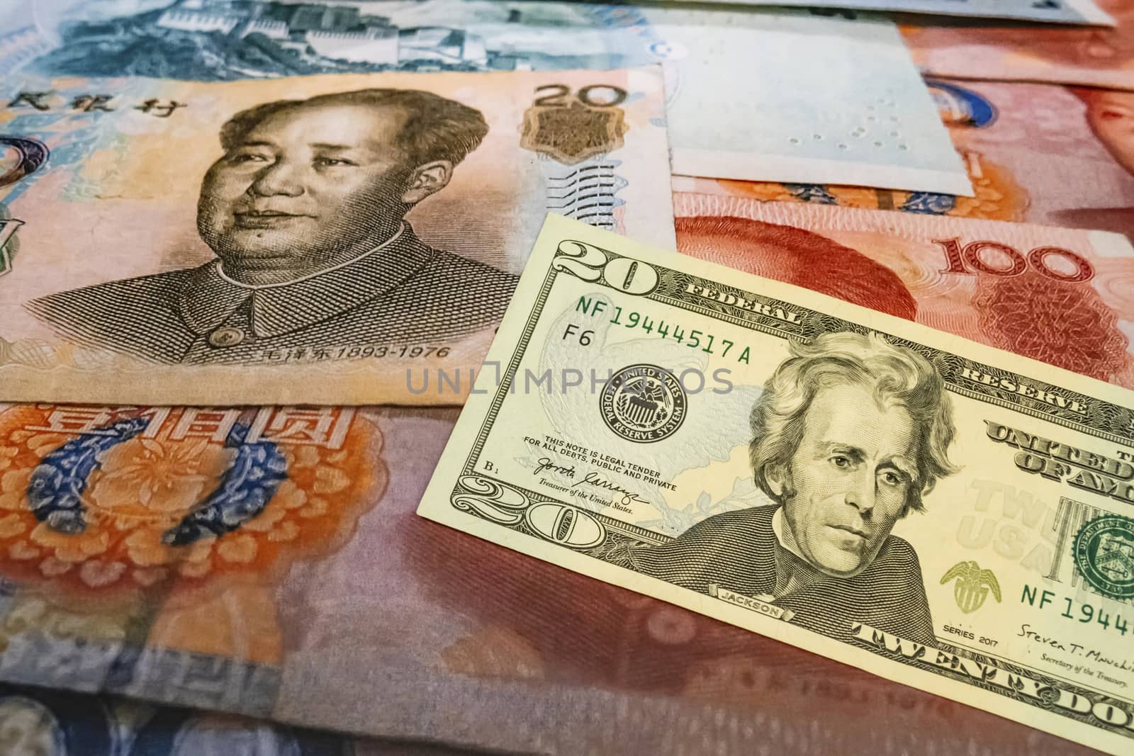 close up US dollar banknotes on background.