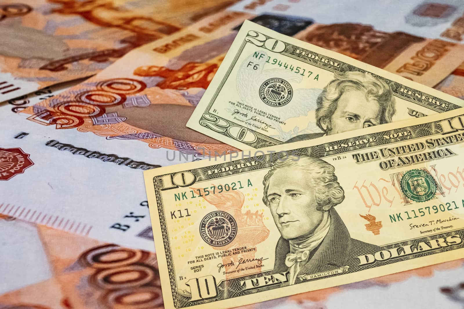 close up US dollar banknotes on background.