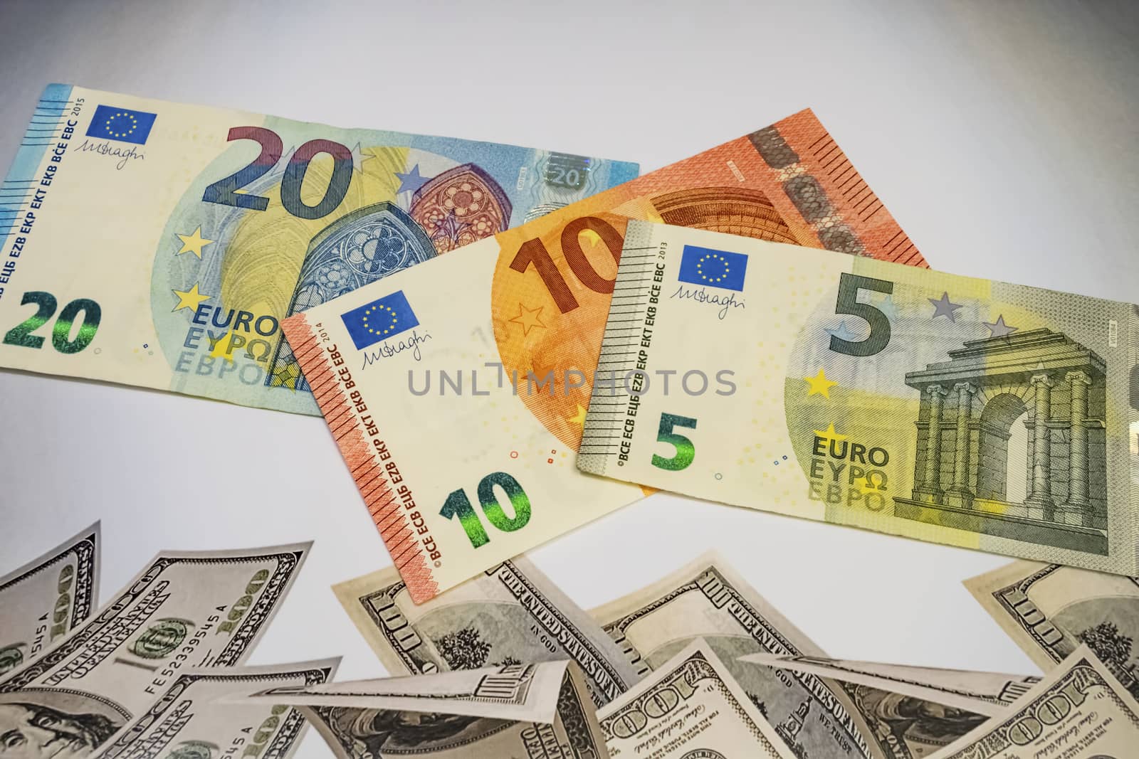 close up euro banknotes on background