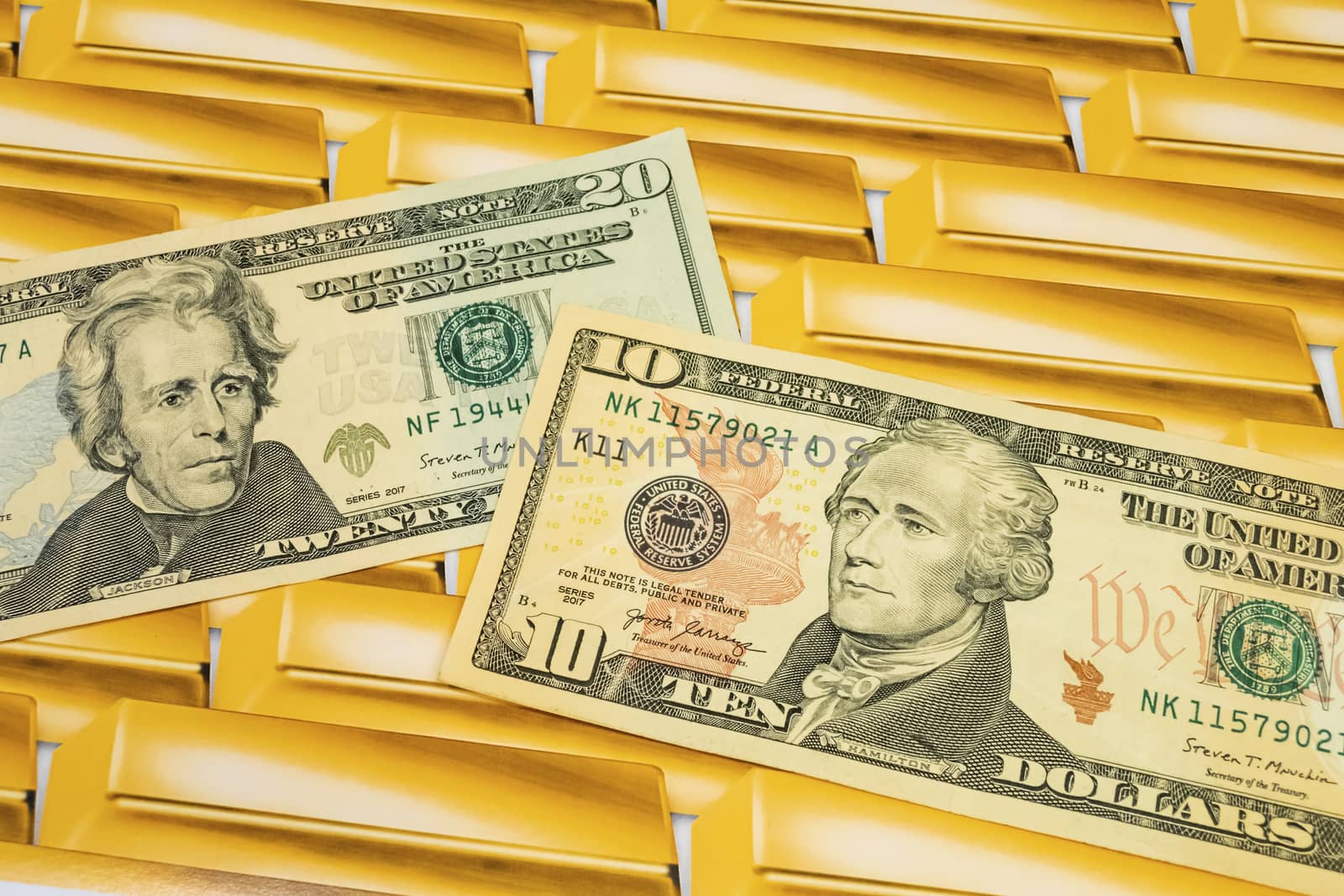 close up US dollar banknotes on background.