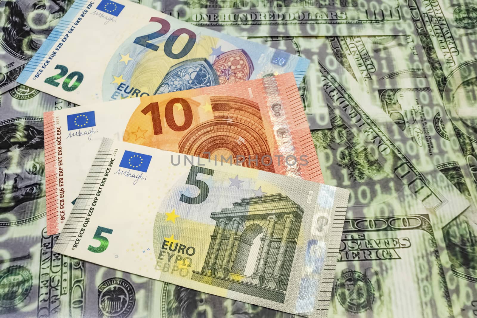 close up euro banknotes on background