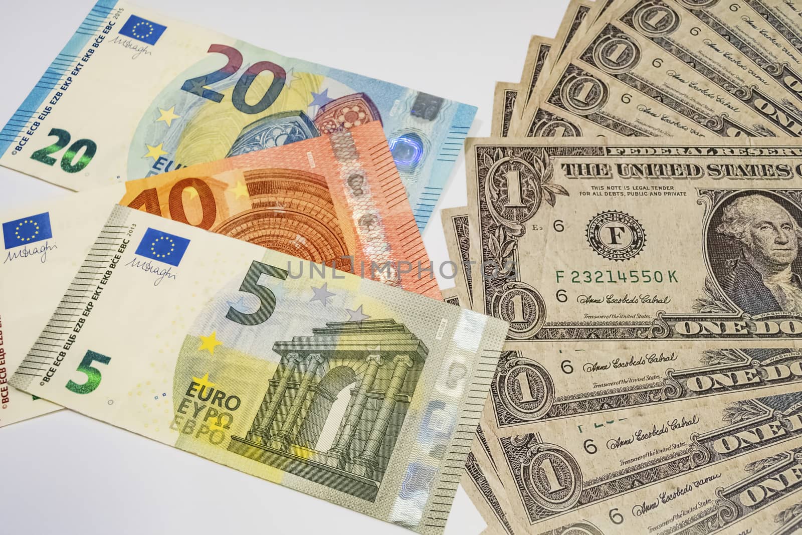 close up euro banknotes on background