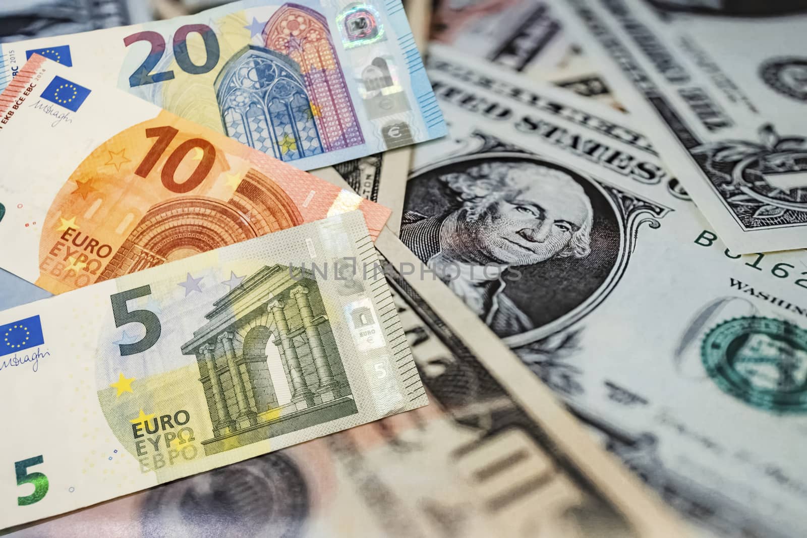 close up euro banknotes on background