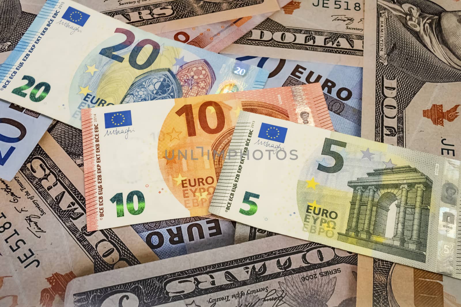 close up euro banknotes on background