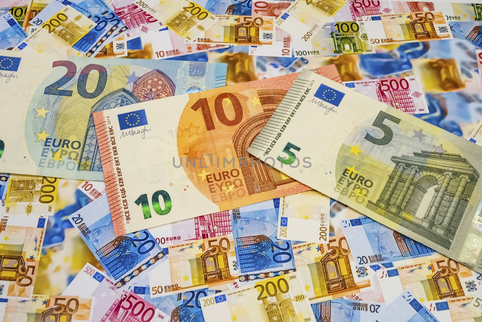 close up euro banknotes on background